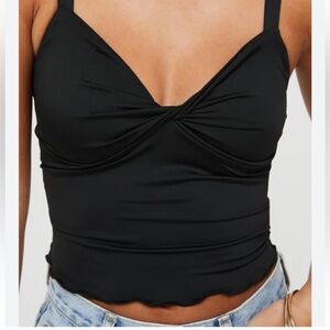 Princess Polly Womens Black Satin Greyer Top, Size US 6